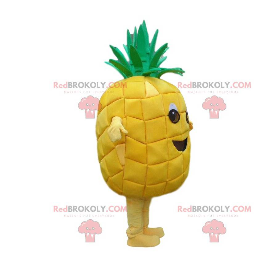 Mascote gigante do abacaxi amarelo, fantasia de abacaxi, frutas