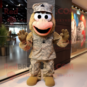nan American Soldier mascot costume character dressed with a Henley Tee and Earrings
