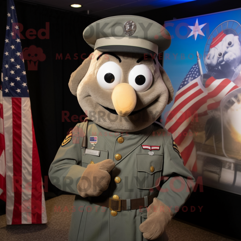 nan American Soldier mascot costume character dressed with a Henley Tee and Earrings