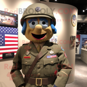 nan American Soldier mascot costume character dressed with a Henley Tee and Earrings
