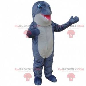 Mascotte gigante delfino grigio, simpatico costume delfino -