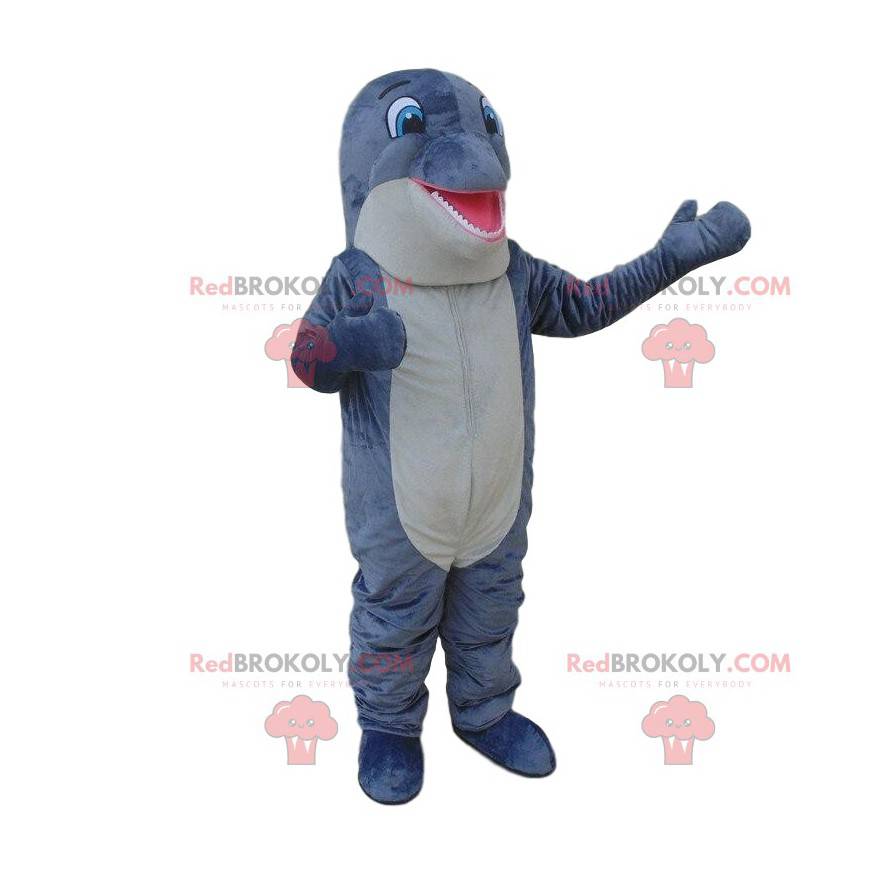 Kæmpe grå delfin maskot, sød delfin kostume - Redbrokoly.com