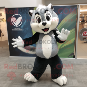 Gray Skunk mascot costume character dressed with a Leggings and Keychains