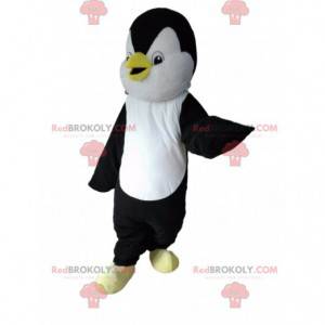 Mascote de pinguim, fantasia de pinguim preto e branco -