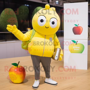 Gul Apple maskot kostym...