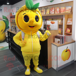 Gul Apple maskot kostym...