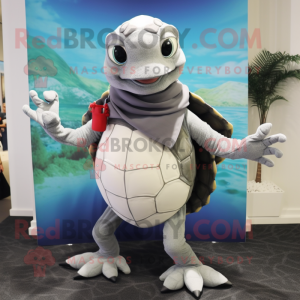 Gray Turtle mascot costume character dressed with a Bikini and Scarf clips