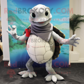 Gray Turtle mascot costume character dressed with a Bikini and Scarf clips