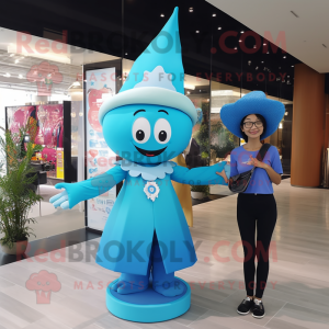 Cyan Magician maskot kostym...