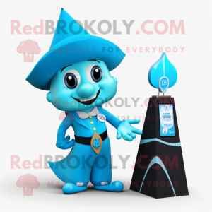 Cyan Magician mascot costume character dressed with a Bikini and Watches