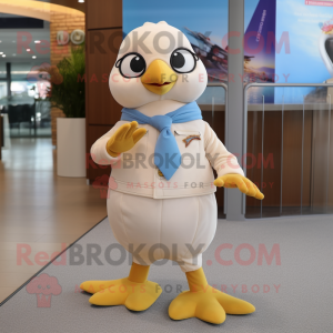 Beige Dove maskot drakt...