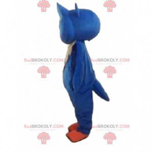 Mascotte gufo blu, grande costume da uccello notturno -