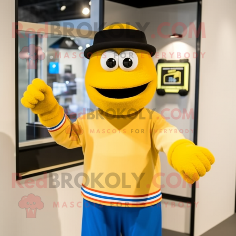 Gold Bracelet mascot costume character dressed with a Dress Shirt and Gloves Gold Bracelet mascot costume character dressed with a Dress Shirt and Gloves