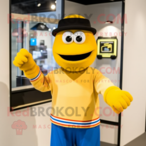 Gold Bracelet mascot costume character dressed with a Dress Shirt and Gloves