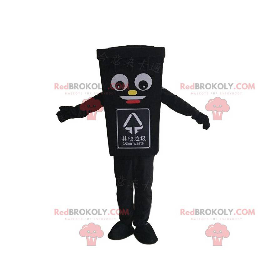 Mascota de basura negra gigante, disfraz de contenedor de