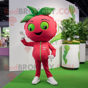 Olive Strawberry mascot costume character dressed with a Windbreaker and Hairpins