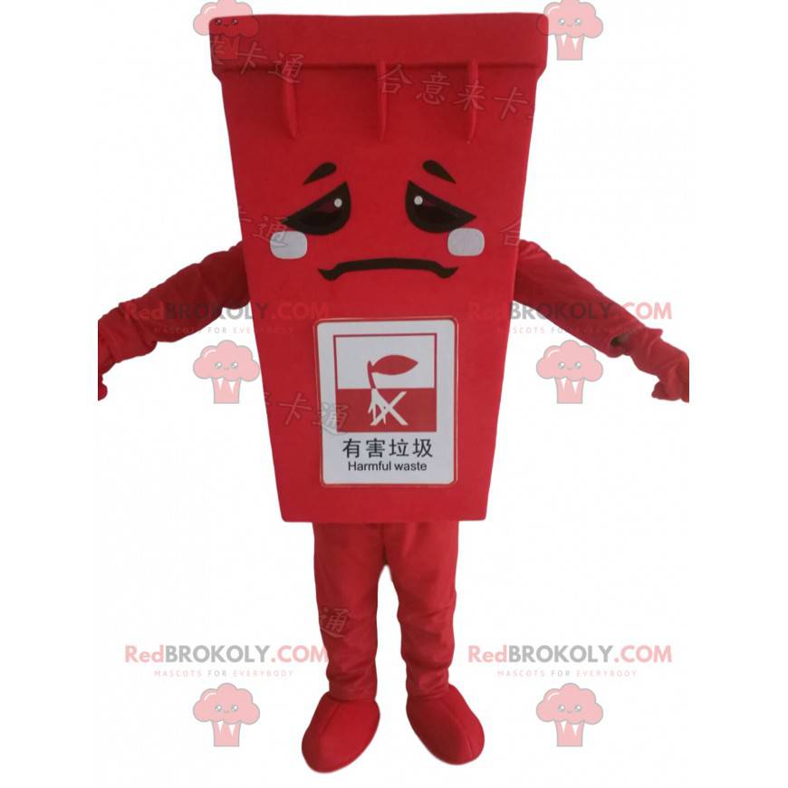 Maskot červené popelnice, obří koš kostým - Redbrokoly.com