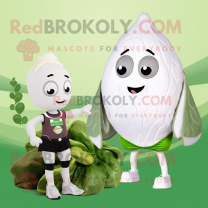 White Spinach mascot costume character dressed with a Bikini and Brooches