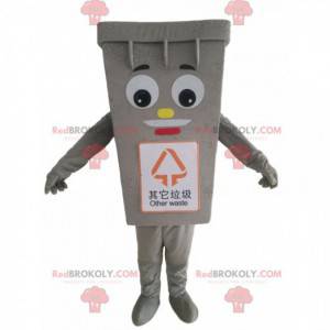 Mascota de basura gris gigante, disfraz de contenedor de basura