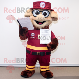 Maroon Fire Fighter maskot...