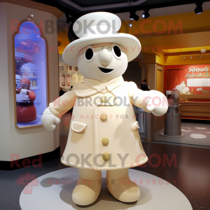 Cream Bracelet mascot costume character dressed with a Coat and Hats