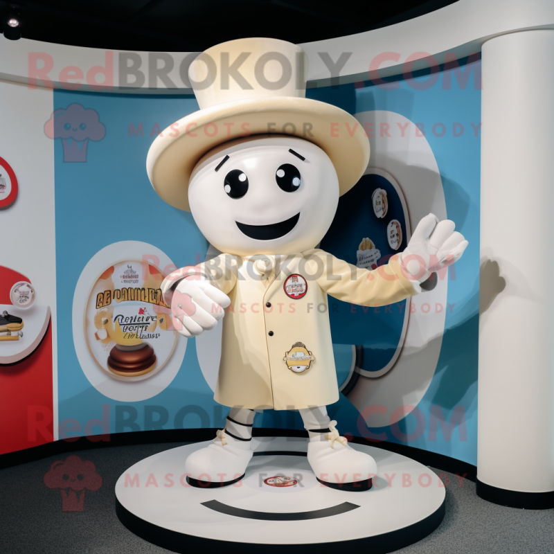 Cream Bracelet mascot costume character dressed with a Coat and Hats Cream Bracelet mascot costume character dressed with a Coat and Hats