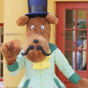 Mustached hond mascotte met een hoge hoed - Redbrokoly.com
