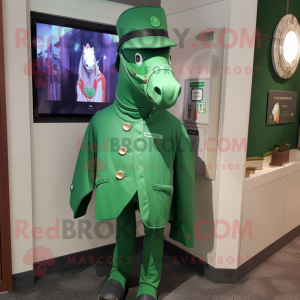 Green Horseshoe mascot costume character dressed with a Coat and Pocket squares