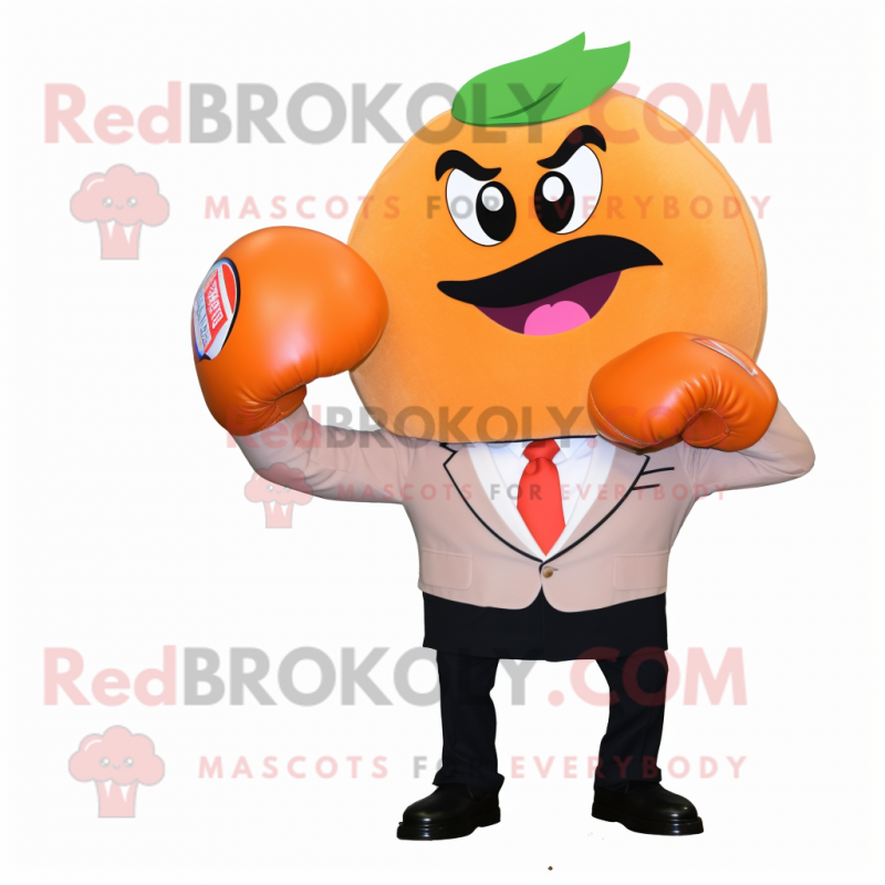 Peach Boxing Glove mascot costume character dressed with a Blazer and Headbands