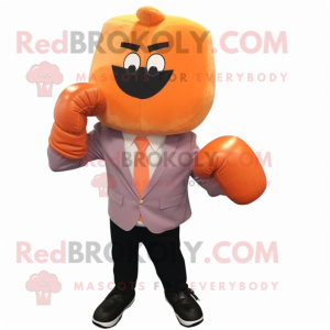 Peach Boxing Glove mascot costume character dressed with a Blazer and Headbands