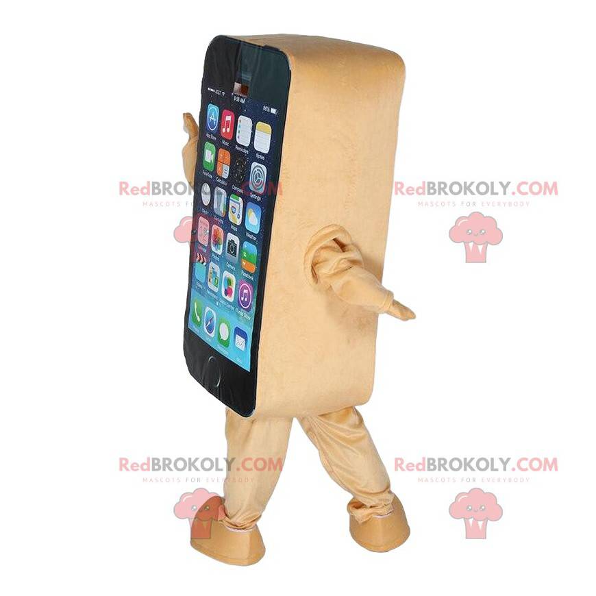 Mascotte de smartphone beige, costume de téléphone portable - Mascotte de smartphone beige, costume de téléphone portable -
