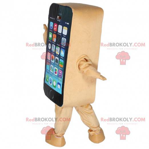 Mascotte de smartphone beige, costume de téléphone portable -