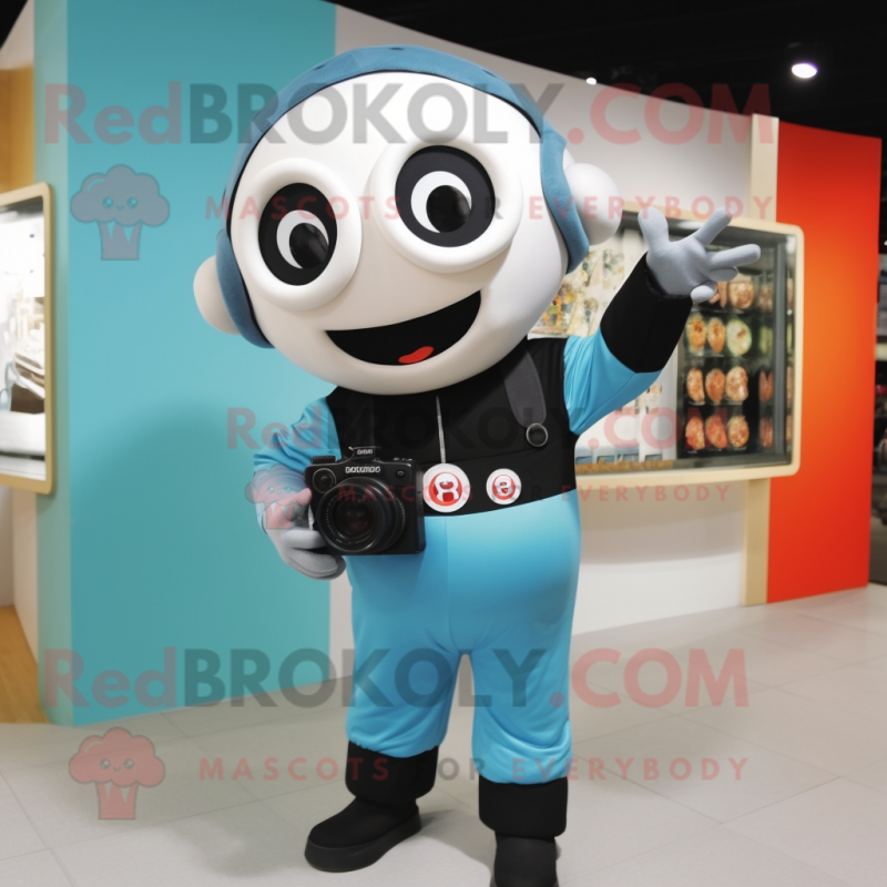 nan Camera mascot costume character dressed with a Jumpsuit and Bracelet watches