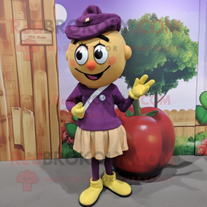 Tan Grape mascot costume character dressed with a Pencil Skirt and Cummerbunds