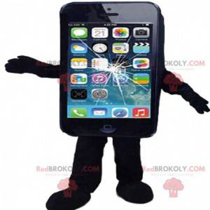 Mascot black cell phone, broken smartphone - Redbrokoly.com