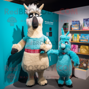 Cyan Llama mascotte kostuum...