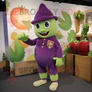 nan Grape mascot costume character dressed with a Corduroy Pants and Foot pads