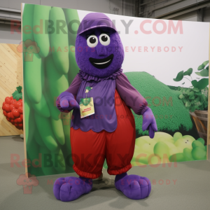 nan Grape mascot costume character dressed with a Corduroy Pants and Foot pads