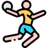 Mascottes ballon de handball bleu-vert