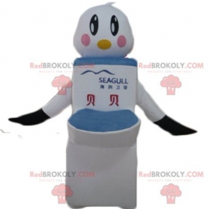 Mascot of the day: Mascot white and black bird with giant toilets. Discover @redbrokoly #mascots - Link : https://bit.ly/2Znokkz - REDBROKO_04252 #white #mascots #mascot #event #costume #redbrokoly #marketing #customized #and #black #with #costume #bird #giant #toil - https://www.redbrokoly.com/en/animal-mascots/4252-mascot-white-and-black-bird-with-giant-toilets.html