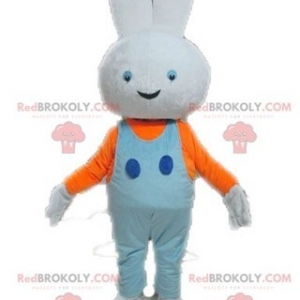 Mascot of the day: White rabbit mascot with blue overalls. Discover @redbrokoly #mascots - Link : https://bit.ly/2Znokkz - REDBROKO_04602 #white #mascots #mascot #event #costume #redbrokoly #marketing #customized #with #blue #costume #rabbit #overalls #custom - https://www.redbrokoly.com/en/rabbit-mascot/4602-white-rabbit-mascot-with-blue-overalls.html